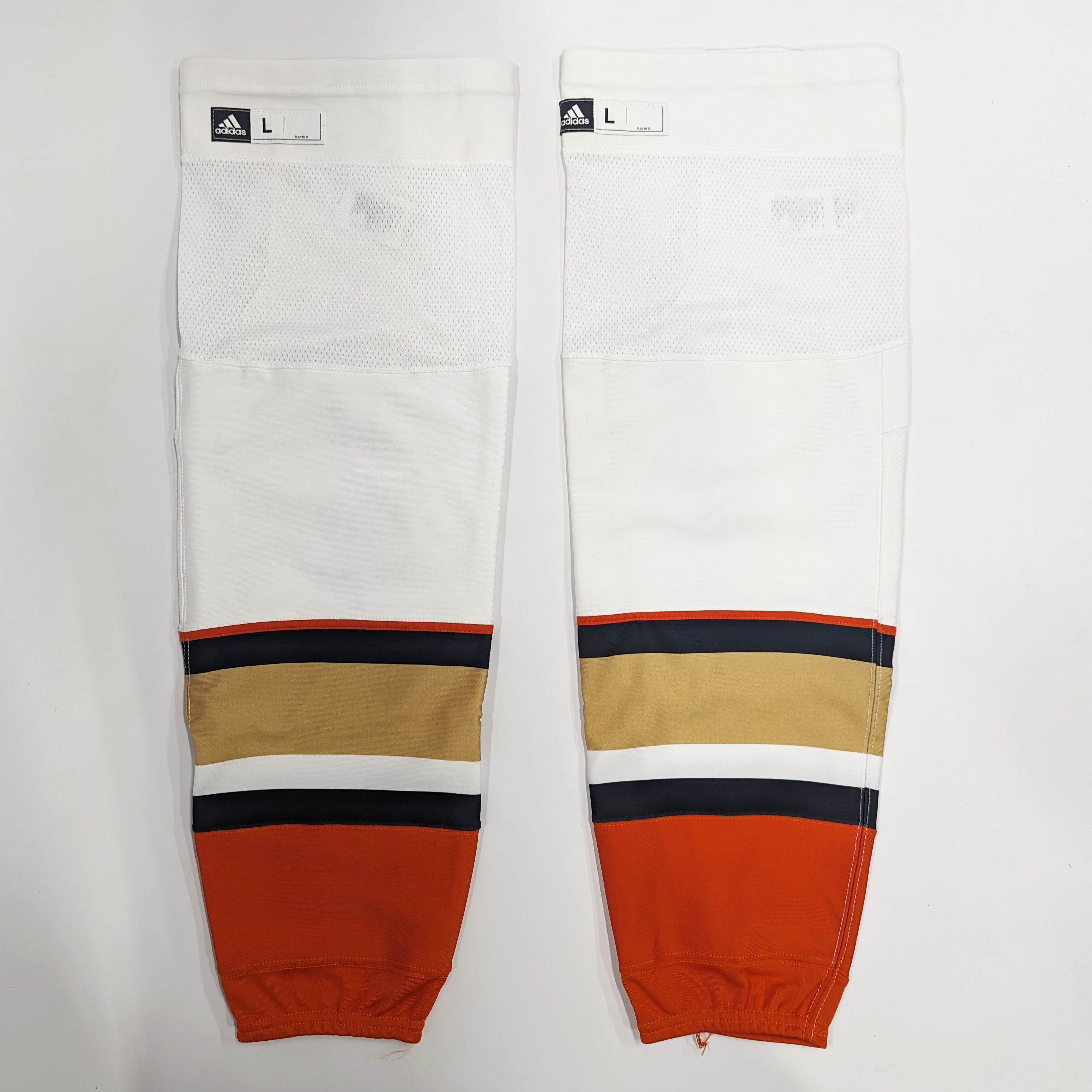 Chaussettes de hockey Adidas NHL Pro Stock neuves – Ducks d'Anaheim (blanches)
